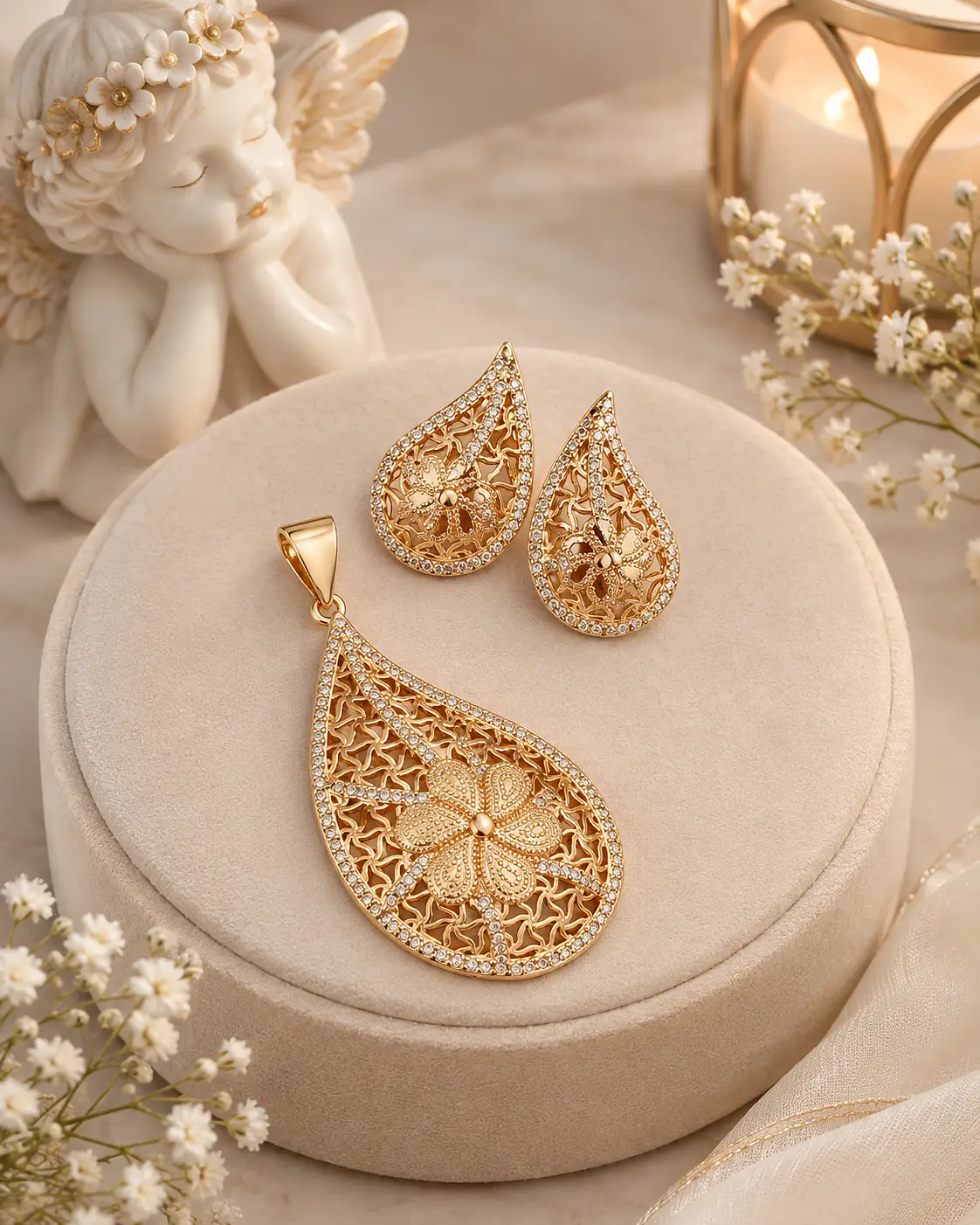 Gold Tear Floral Set