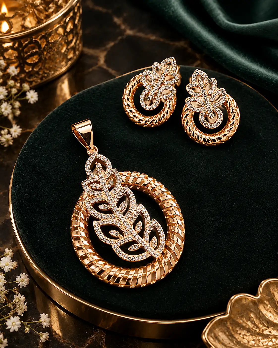 Royal Arabesque Gold Earring Set