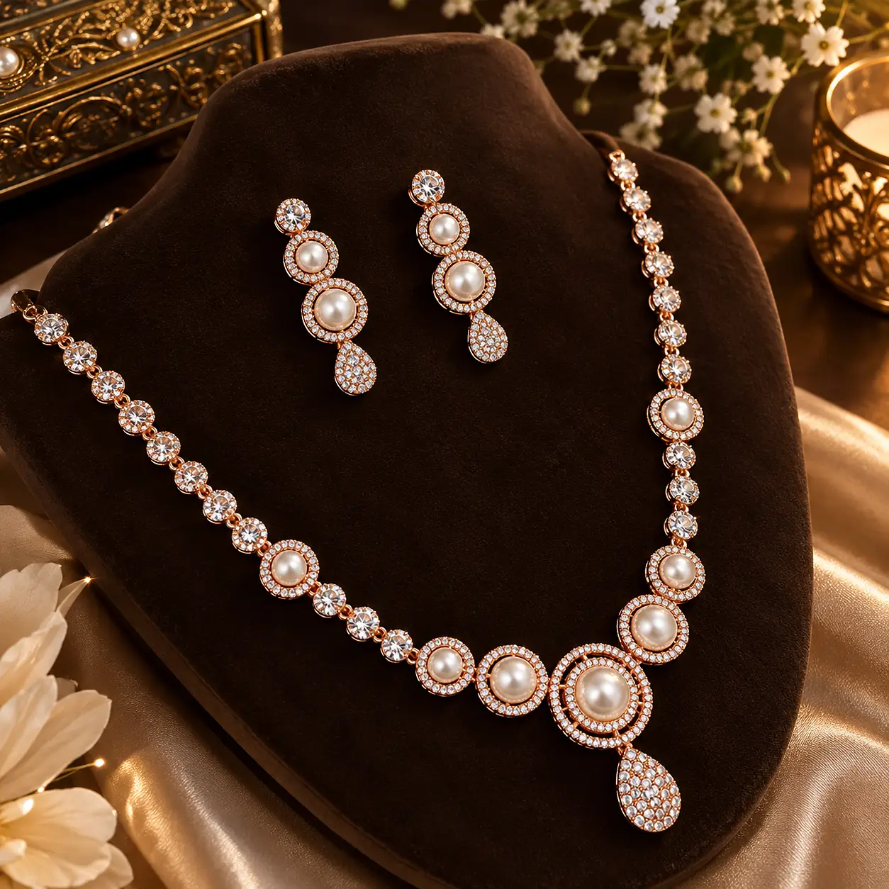 Glamorous Austrian Stone Necklace Set