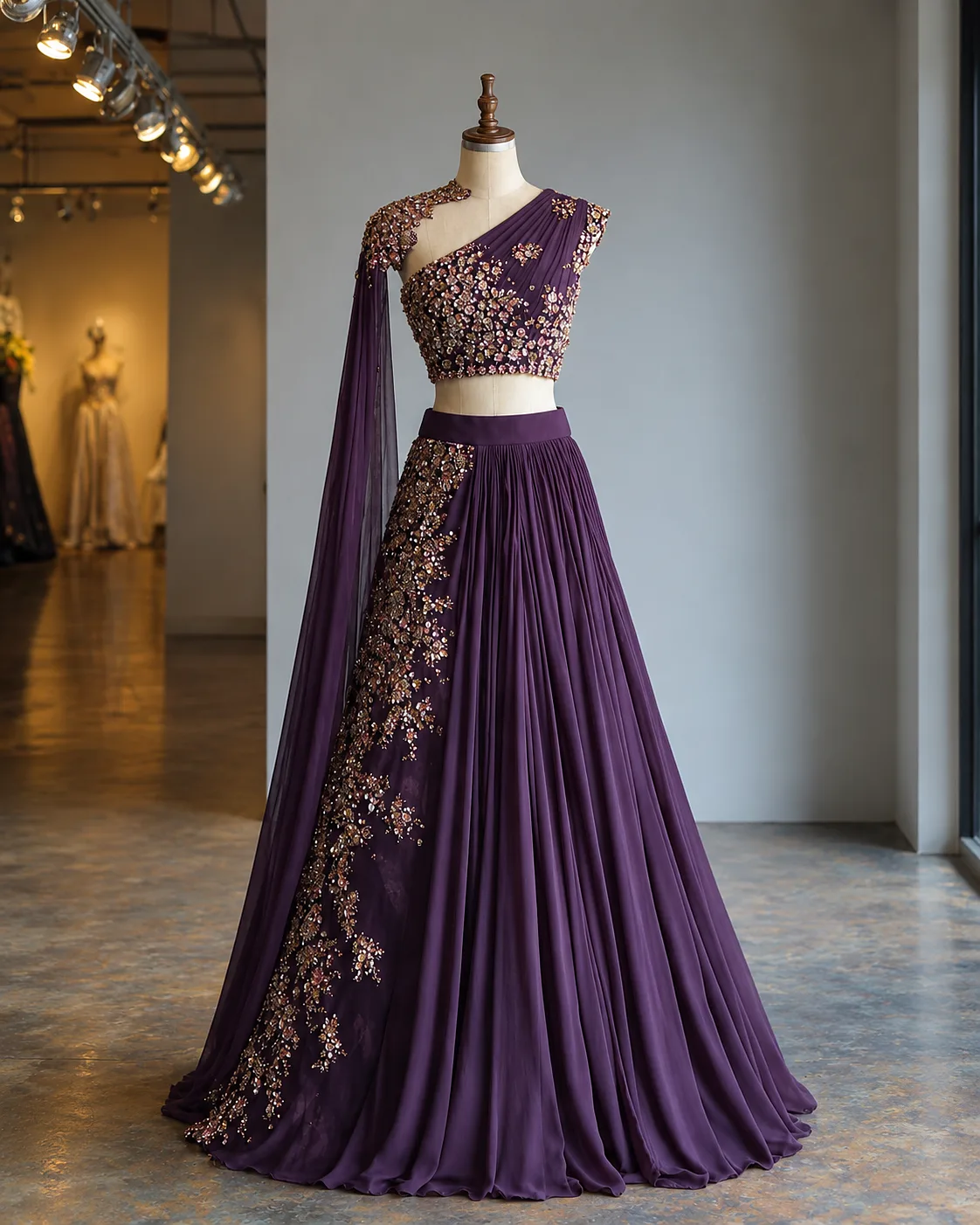 Royal Plum – Embroidered Lehenga